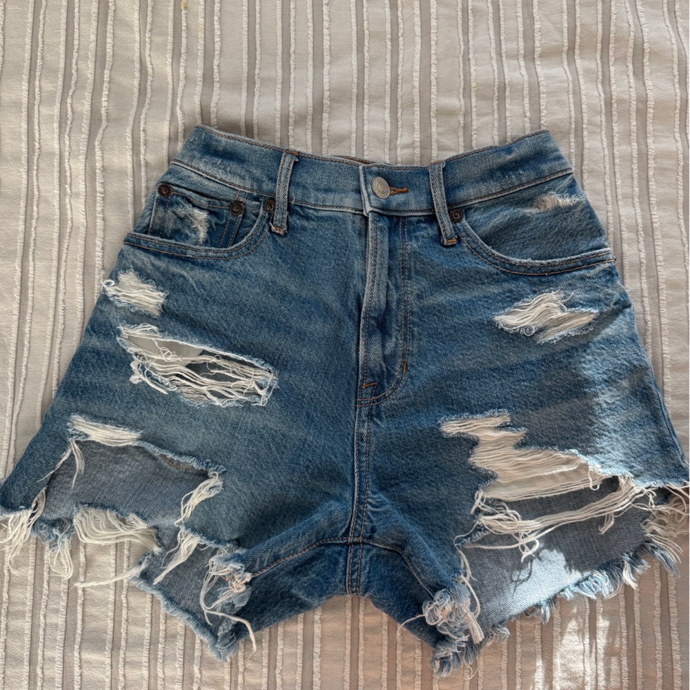 American Eagle Outfitters Distressed Blue Crop Top